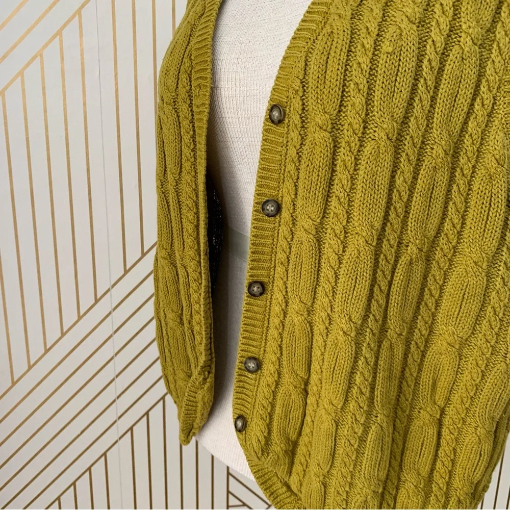 Vintage Karen Scott Fairy Core Forest Nymph Cable knit Sweater Vest Chartreuse L - Picture 6 of 11